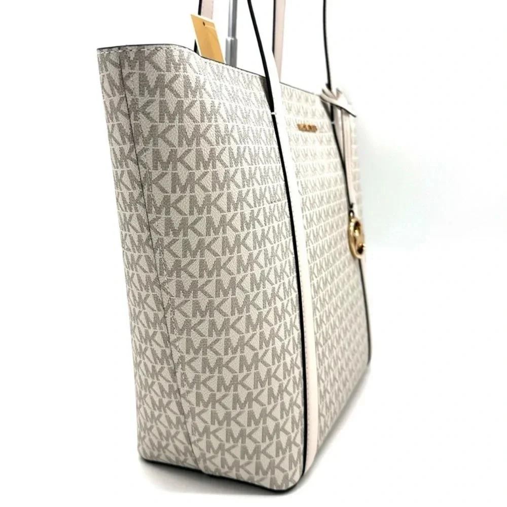Michael Kors Pratt Large Signature Logo Tote Bag Light Cream Multi - Picture 4 of 11